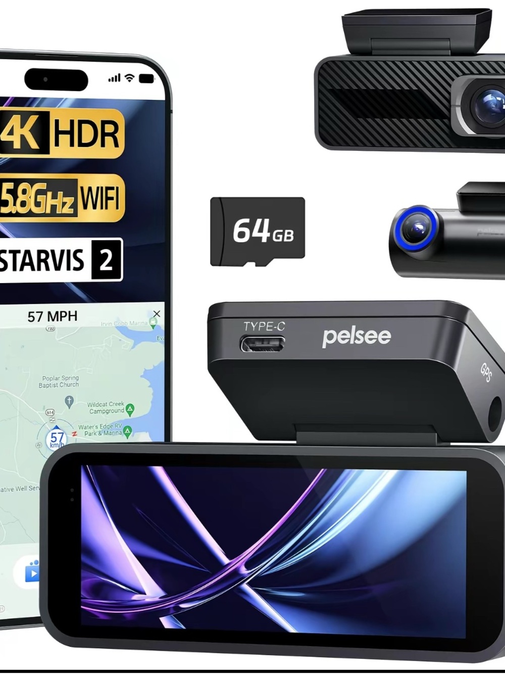 else Black Dash Camera System with 64GB Support